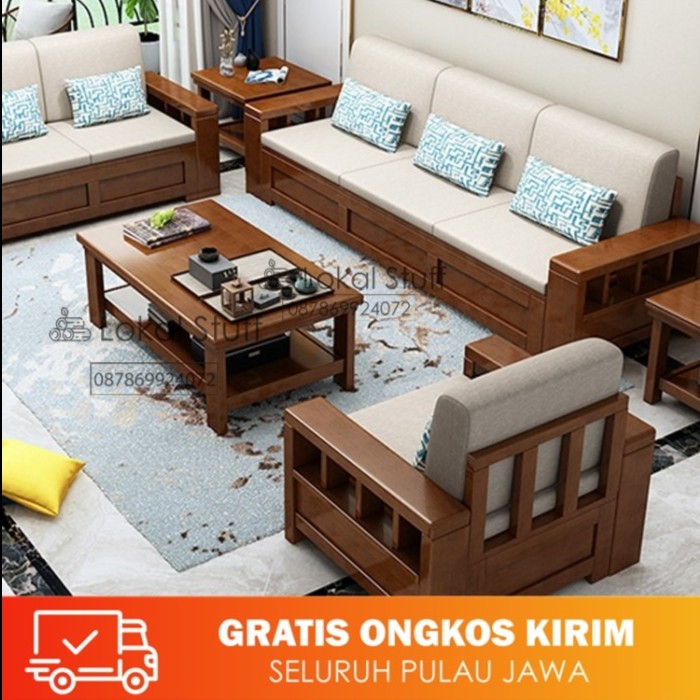 Kursi Sofa tamu mewah keluarga living room kayu jati perhutani